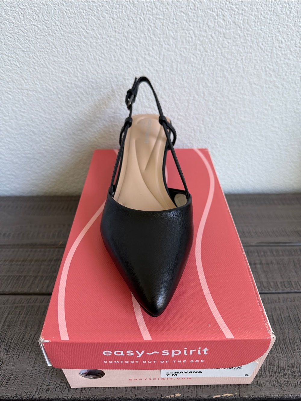 Easy Spirit Black Pointed Slingback Mule NIB